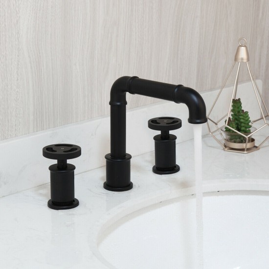 3 delige zwarte wastafelkraan