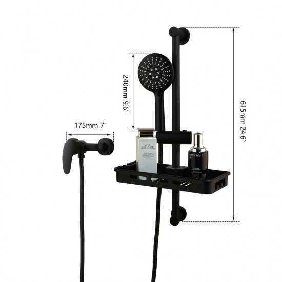 Afmeting zwarte douchekraan met glijstang