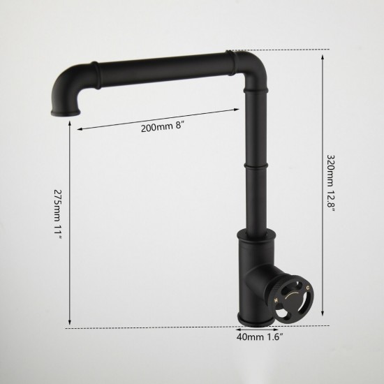 Afmetingen retro zwarte kraan
