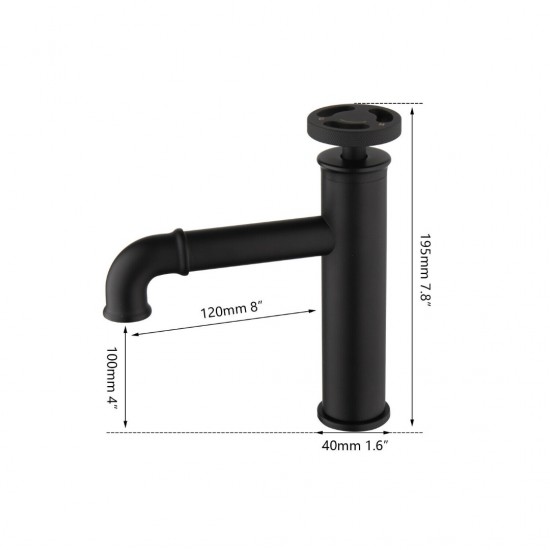 Details industriele wastafelkraan zwart