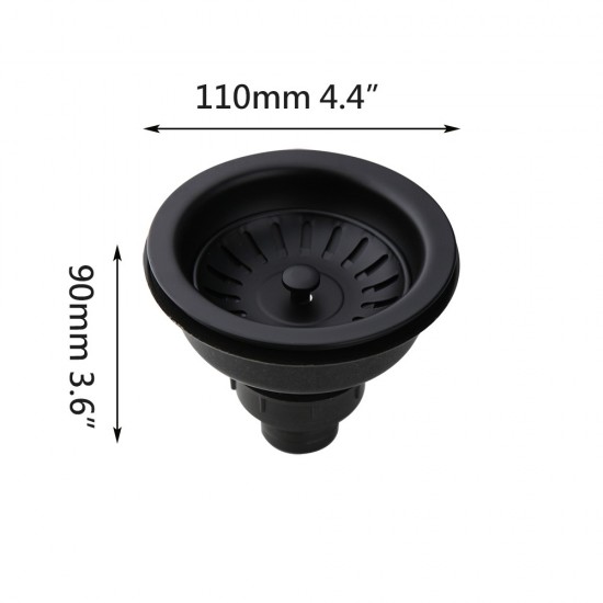 Details landelijke zwarte gootsteen afvoer