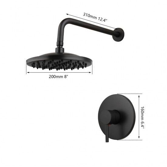 Details zwarte inbouw doucheset