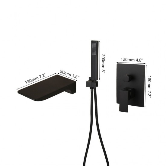 Details zwarte watervalkraan badkraan