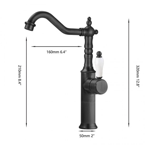 Hoge zwarte landelijke mengkraan 3
