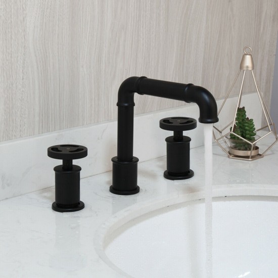 Industriele 3 delige zwarte wastafelkraan