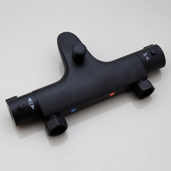 Kraanlijf zwarte thermostatische badkraan met glijstang