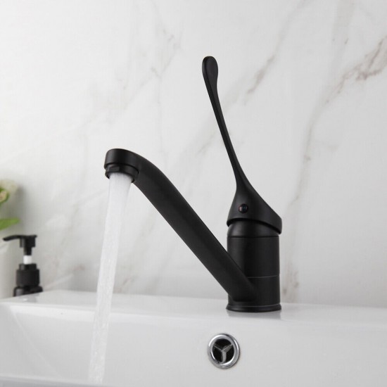 Mooie zwarte wastafelkraan met elleboog bediening