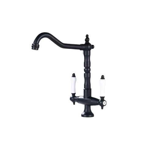 Nostalgische zwarte tweehendel mengkraan 0