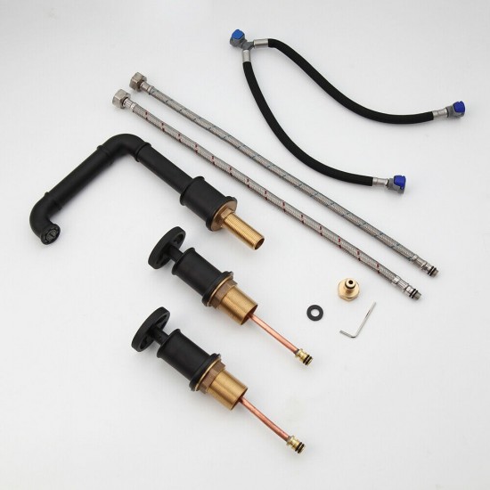 Set 3 delige zwarte wastafelkraan