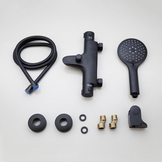 Set zwarte thermostatische badkraan