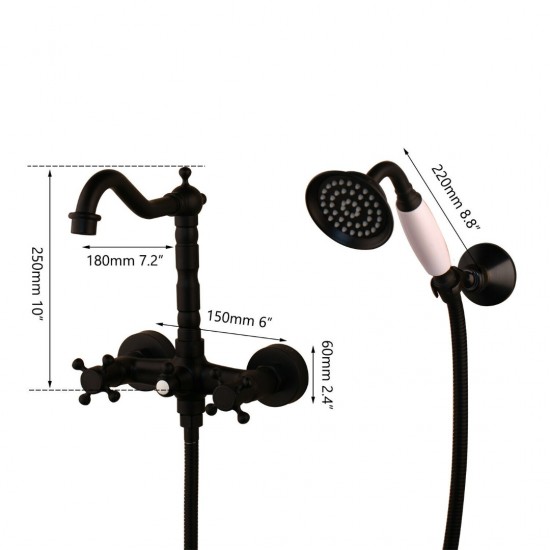 Zwarte badkraan met handdouche