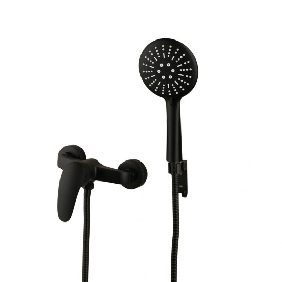 Zwarte douchekraan met bevestigings beugel