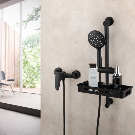 Zwarte douchekraan met glijstang