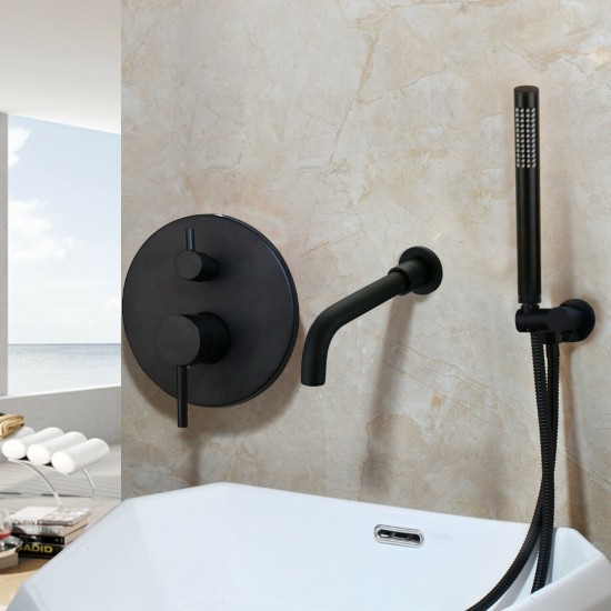 Zwarte inbouw kraan met handdouche