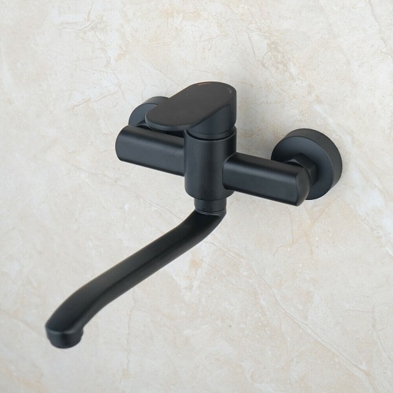 Zwarte muurkraan met draaibare tuit