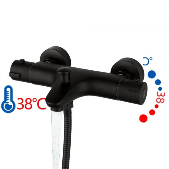 Zwarte thermostatische bad kraan 0