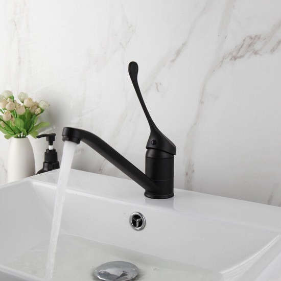 Zwarte wastafelkraan elleboog