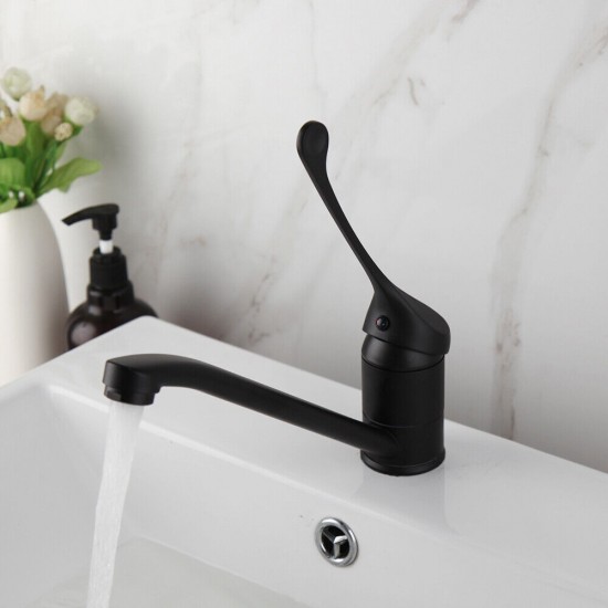Zwarte wastafelkraan met elleboog bediening