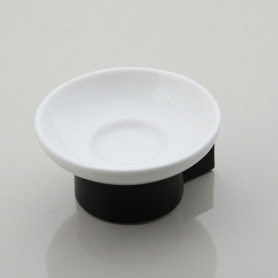 Zwarte zeepbak met wit schoteltje